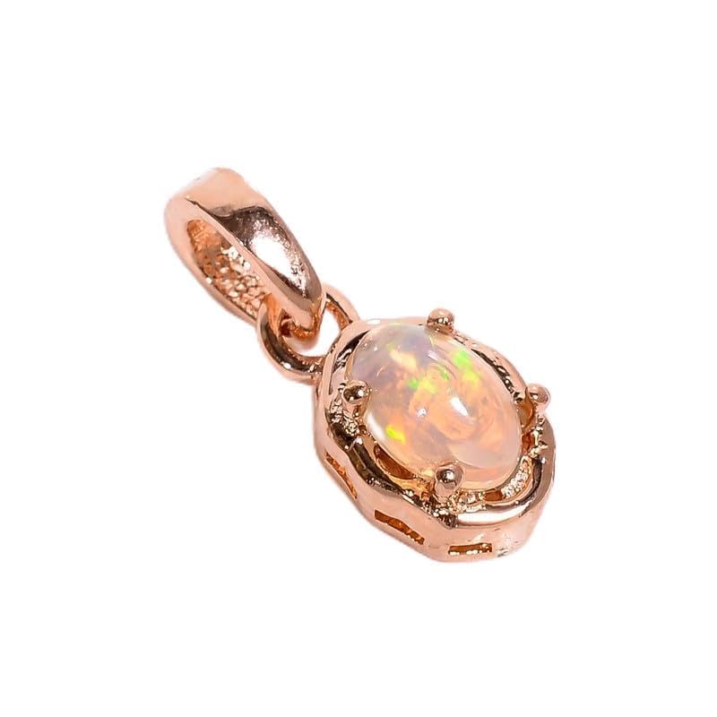 Pendentif en opale éthiopienne blanche naturelle et argent 925 fait main