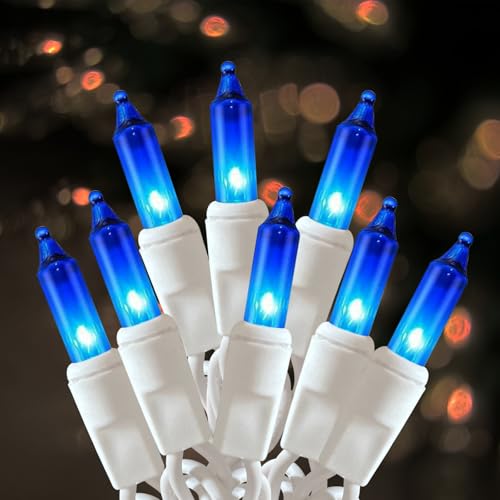 HISHINY Christmas Lights 100 Count Blue Christmas Tree String Lights with White Wire for Outdoor Indoor Christmas Decorations Wedding Decorations Valentines Day Decor UL Certified (21feet)
