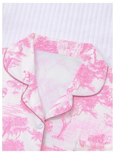 Image of Floerns Women's Floral Pajamas Notch Collar Print Sleepwear Two Piece Pajama Set