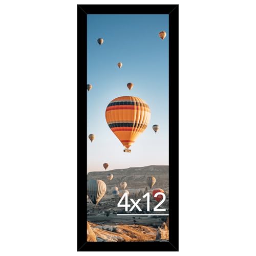 Image of JCJMY 4x12 Picture Frame Black for Wall Hanging or Tabletop, Wall Mounting Horizontally or Vertically, 4 x 12 Wall Gallery Poster Photo Frame with Shatter Resistant Plexiglass, Black