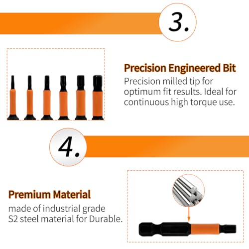 Meccion Allen Screwdriver Bit Set 9pcs 50mm Length Professional Hex Head Magnetic Impact Driver Bit H1.5 H2 H2.5 H3 H4 H5 H6 H8 H10-1/4" Hex Shank - Image 4