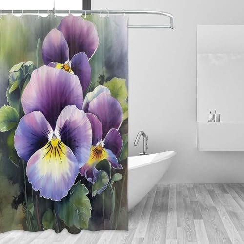 Rideau de douche de qualité supérieure textile épais et imperméable motif pensées chic - 3