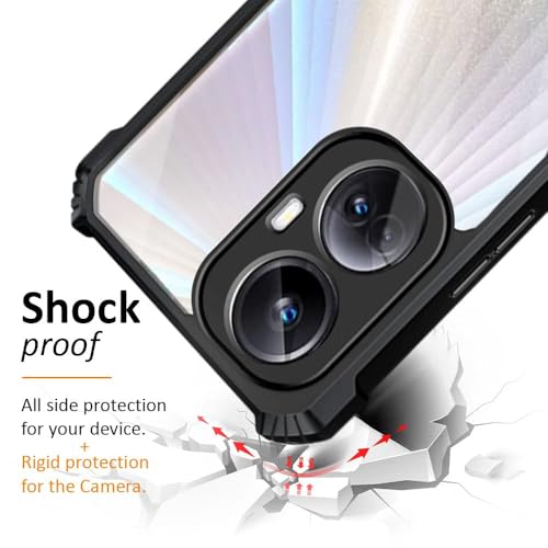 Image of WOW IMAGINE Back Cover for Realme 10 Pro Plus 5G - AirEDGE Technology | Crystal Clear Transparent Mobile Case Cover | Hard Bumper | Full Armor Shockproof Device & Camera Protection | Black