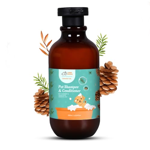 Image of 2-in-1 Pet Shampoo & Conditioner - Rosemary & Cedarwood Oil - 300ml| Soft & Shiny Coat | Anti-Shedding & Odor Control| Fleas & Ticks Dog & Cat Shampoo| Gentle Puppy & Adult Pet Wash