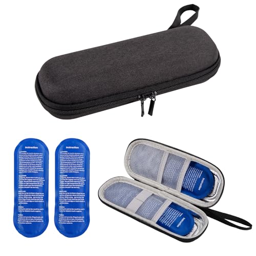 Insulin Cooler Travel Case,Small Medicine Cool Bag with 2 Ice Packs for Diabetic Needles Injection Pen Storage,Portable Monjaro Travel Case Medical Medication Fridge Insulated Box for Diabetes (Black)