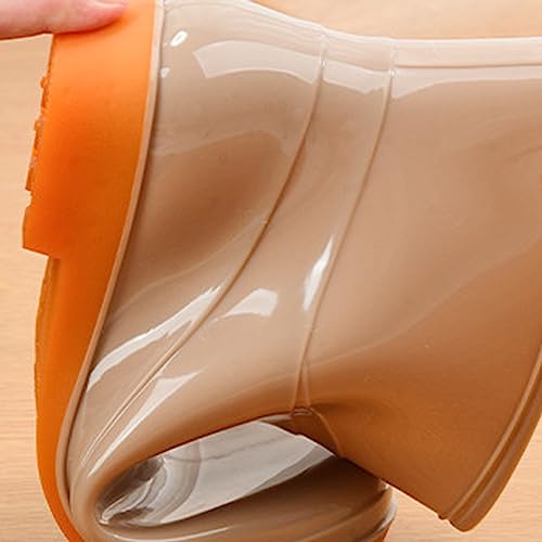 Generisch Damen Halbhoch Gummistiefel Wasserdicht Winddicht Damenstiefel Gummistiefeletten Damen Atmungsaktiv Gummistiefeletten Winterstiefel Gartenschuhe und Gummisohlen Schwarz Khaki Rot 40 41 42