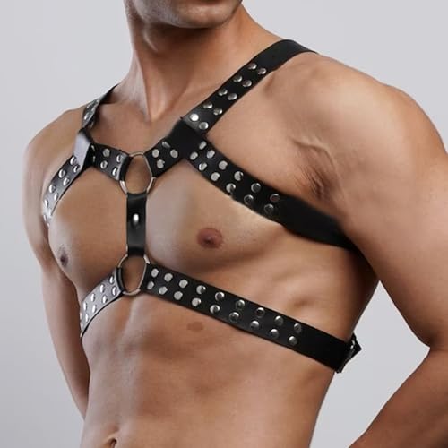 Harness Leder Brustgurt für Gay Herren, Verstellbarer Geschirr, Körper Bondage, Fetisch,Sexy Unterwäsche,Punk Gothic Kostüme