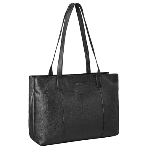 STILORD 'Courtney' Borsetta Donna Pelle Vintage Shopper Grande Borsa a Tracolla Donne Cuoio per Computer Portatile 14 Pollici Shopping Lavoro Università, Colore:nero