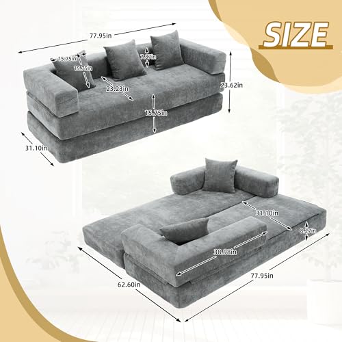Sofá cama plegable para dormitorio con cojín cómodo gris oscuro 3