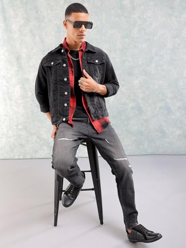 Image of The Indian Garage Co Men Black Denim Jacket