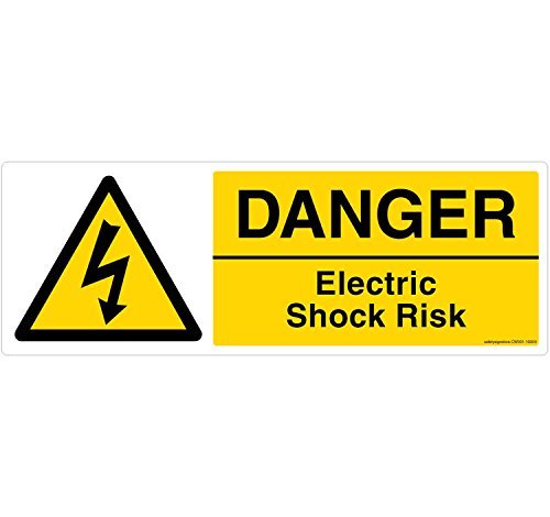 Clickforsign WS-9-M-1-2x Reflective Danger Electric Shock Risk Sign Board, 12 x 4 inch