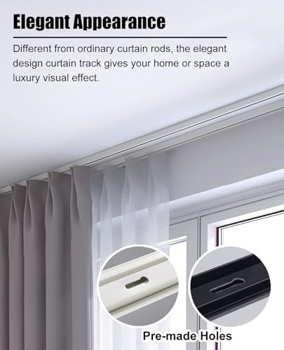 Heavy-Duty Curtain Track System, Ceiling Mount Rods for Windows & Showers, Elegant Room Divider & Partition Solution for Home & Office
