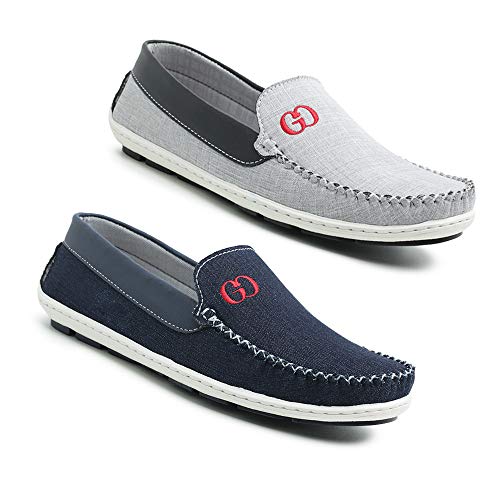 Kit 2 Pares Mocassim Masculino Sapatilha Gc Sola Tr (43, Gelo-Azul)