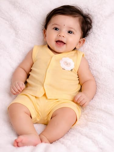 Image of Organic Crinckled Cotton Muslin Front Open Jabla |Cest Print Jhabla | for Newborn & Infants | All Season wear Jabala Baby Products | Sleeveless Vest | Assorted Pack of 3| Size -0-3 Months
