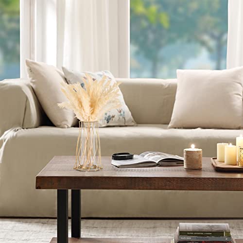 Sziqiqi Metalen Draad Glazen Vaas Voor Bloem, Moderne Gouden Bloemenvaas Voor Pampasgras Geometrische Tulpenvaas Voor Tafel Decoratieve Knopvaas Voor Woonkamer Eetkamer Slaapkamer Bruiloft Middelpunt - Afbeelding 4