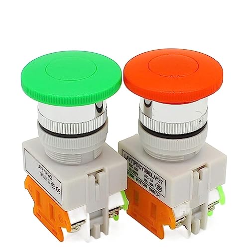 Commutateur bouton-poussoir 22mm momentané rouge 1NO 1NC réactif
