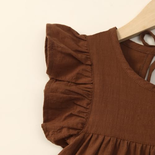 Toddler Baby Girl Dress Summer Cotton Linen Ruffle Halter Sleeveless Kids Casual Beach Party Dresses 1-6 Years3