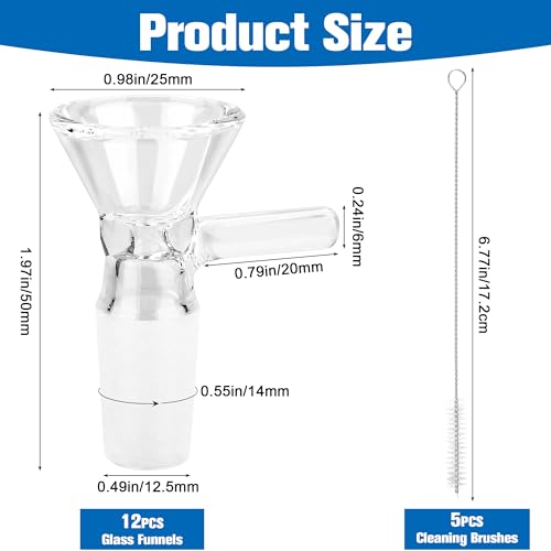 image for 12 Pack Glass Funnels with Handle, COITEK Kitchen & Lab Multipurpose C