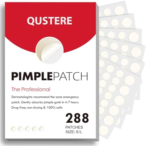 QUSTERE Pimple Patches for Face, Hydrocolloid Acne Patches, Cute Round Shape Zit Covers, Spot Stickers with Tea Tree, Salicylic Acid & Cica Oil| 2 Sizes (9mm, 12mm) |288 Count