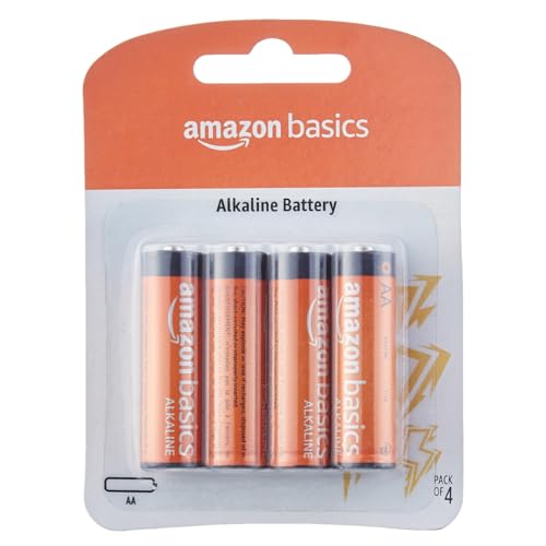 Image of Amazon Basics AA Alkaline Batteries (Pack of 4), 1.5V, Long Lasting, Leak-Proof, AA Batteries for Remote Controls, Toys, Clocks, Flashlights & Household Devices