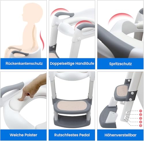 Töpfchen Toilettensitz Baby mit Treppe: Kinder WC Sitz Toilette Toilettentrainer für Kleinkinder Jungen und Mädchen - Höhenverstellbar und… – Ansicht 2