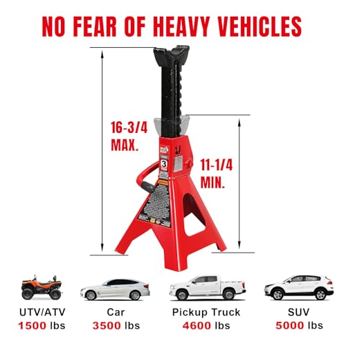 Image of Big RED 3 Ton Heavy Duty Steel Jack Stands, Capacity Car Lifting Stand,1 Pair