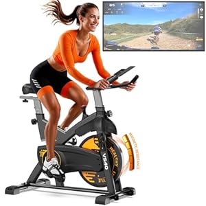 VOWVIT Hometrainer, fiets met magnetische weerstand: stille ergometer, hometrainer met lcd-monitor en smart bluetooth, indoor fitnessbike met verstelbare zitting, stabiel H-frame, tot 160 kg