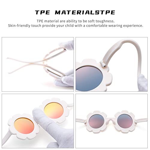 Hycredi Kids Flower Sunglasses Round Polarized Sung Lasses Cute Shades UV 400 Protection Girls3