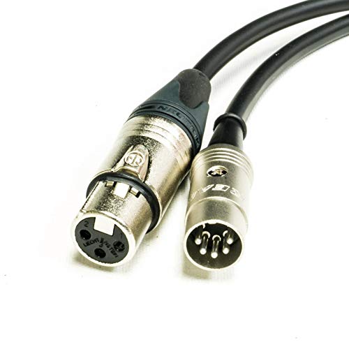 MIDI over XLR Adapter Cable. Female XLR to 5 Pin DIN. Neutrik & Van Damme