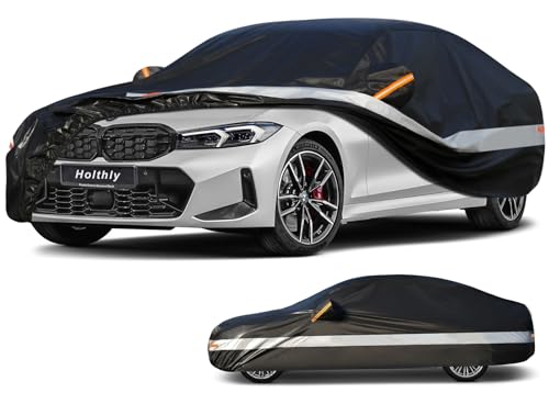 Image of 10 Layers Car Cover Custom Fit for BMW 3 Series 320i 328i 330i 335i M340i (2013-2026), Waterproof All Weather for Automobiles, Outdoor Full Cover Sun Dust Rain Protection with Cotton. Black