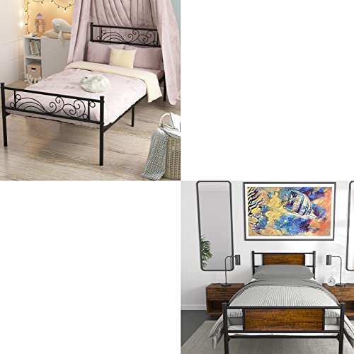 Weehom Twin Bed Frame With Headboard No Box Spring Needed Easy Assembly #TOP5