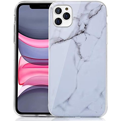 Case for iPhone 11 Pro Max, TPU New Marble Cover IMD Technology Silicone Clear Lightweight Thin Flexible Shockproof Professional Protective Shell - White Gray Marble Cover
