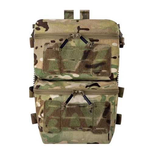 KRYDEX Tactical Zip On Back Panel Double Pouch Assault Modular Backpack for V5 Vest (MC)