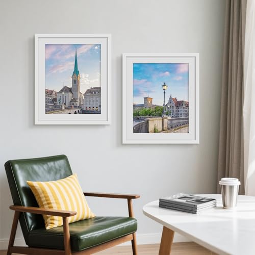 Picrit 20x24 Picture Frame 3 Pack, White Poster Frame, Display Poster 16 x 20 with Mat or 20 x 24 without Mat for Horizontal or Vertical Wall Mounting