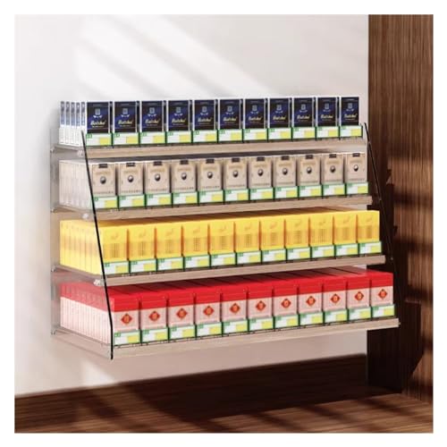 Expositor de cigarrillos acrílico con mecanismo de empuje automático, divisor de eslabones a presión para expender organizado en supermercados y tiendas mayoristas