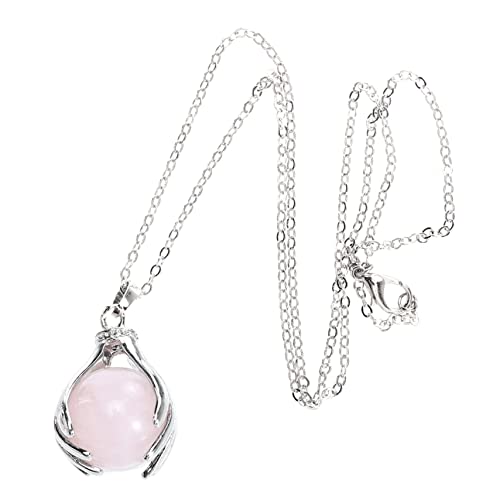 Collier ras du cou strass argenté et pendentif palmier pierre rose