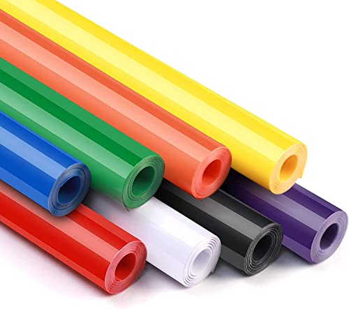 HTVRONT Permanent Vinyl for Cricut, 12" x 5ft Permanent Adhesive Vinyl Rolls, 8 Colors Adhesive Vinyl Rolls for Cricut, Silhouette, Cameo Cutters, Signs, Scrapbooking, Craft, Die Cutters