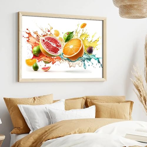 Toile de fruits oranges pêches pour raviver un mur vide de salon 60x80cm