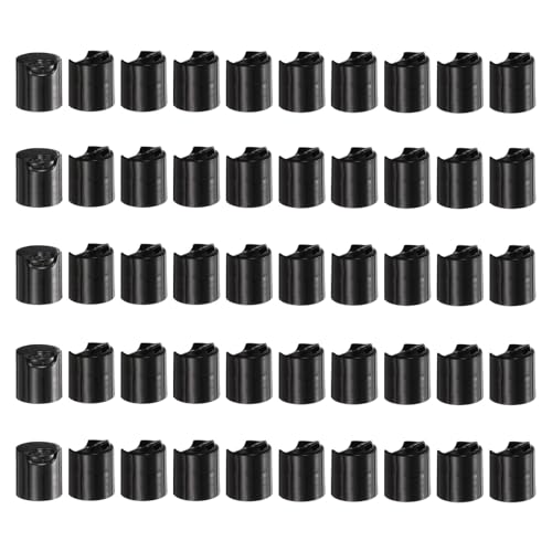 sourcing map 50 tappi superiori a disco in plastica PP, 18/410, tappi di ricambio durevoli per bottiglie da spremere, bottiglie ricaricabili, plastica, vuoti, shampoo, nero