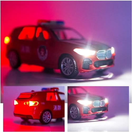 Image of Exclusive Alloy Metal Pull Back Die-cast Car Scale Model with Sound Light Mini Auto Toy for Kids Metal Model Toy Car with Sound and Light?New Version? (1.32 Scale B-M-W-X7 Police - RED)