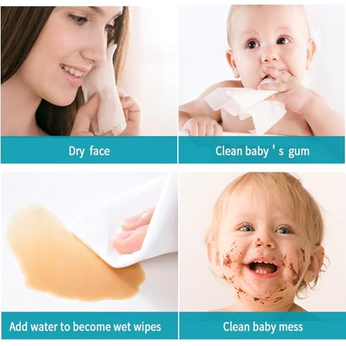 Image of Baby Bucket Disposable Soft Cotton Face Towel, Soft Baby Dry Wipe, Wet and Dry Use, Made of Pure Cotton, Lint-Free Unscented Disposable Tissue for Sensitive Skin (50 count (Pack of 1)