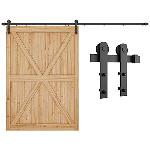 SMARTSTANDARD 10ft Barn Door Hardware kit, Barn Door Track, Sliding Door Hardware kit, Smoothly and Quietly -Heavy Duty Sturdy -Easy to Install, Fit 60" Wide Door Panel (I Shape Hangers)