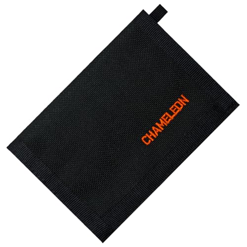 Chameleon Carteira masculina bifold tática militar masculina - lona fina bolso frontal carteira de viagem com dobra dupla - melhor bolsa de viagem de nylon (preto), Preto