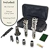 Montreux Concert Series Intermediate Advanced Bb Clarinet with Premium Carry Case, Mouthpiece, Reed, two Barrels - Ebony Wood, 17 Silver Plated Keys, B Flat #1