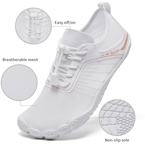 Racqua Women's Water Shoes Swim Aqua Breathable Quick Dry Lightweight River Beach Pool Surfing Ladies Shoes White 6.5 Women/5.5 Men3