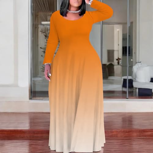 Image of PinkPatty Women's Plus Size Long Sleeve Maxi Dresses T Shirt Boho Sundress Fall Dress with Pockets
