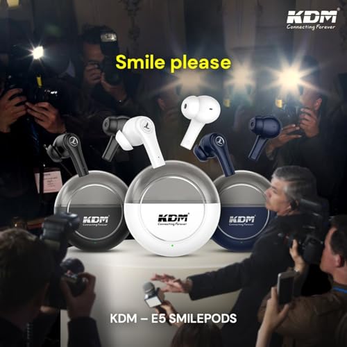 Image of KDM - E5 Smilepods Truly Wireless in Ear Earbuds with 30hrs Playtime, ENC, Voice Changing, Low Latency, Buds TWS, Black