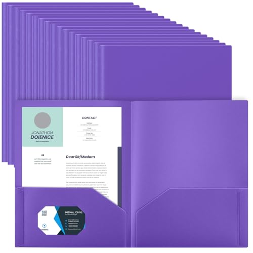 Gueevin 72 Pcs Two Pocket Folders Bulk Plastic File Folder with 2 Pockets Letter Size Paper Heavy Duty Durable Portfolios Case for Home Office School Business 11.61 x 9.45 Inch (Purple)