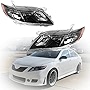 ANTUKO LH & RH Halogen Headlights Assembly Amber Reflector Black Housing Clear Lens Replacement for 2007 2008 2009 Camry Passenger and Driver Side
