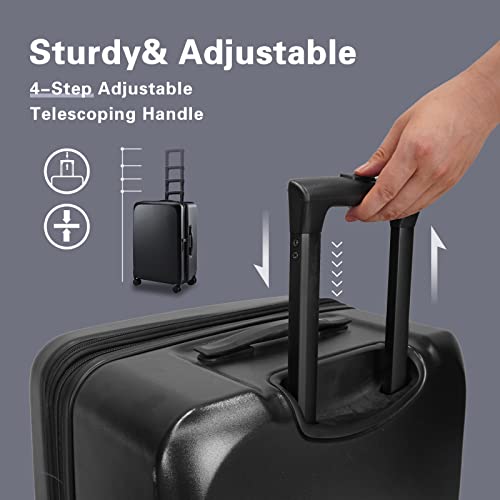 Image of Verage Luxe Freeland 68 cms Black Check-in Hardsided Trolley Bags for Travel, Expandable Hardshell Suitcase with Spinner Wheels, TSA Approved Lock Luggage (Medium-Check-in 24 inch)